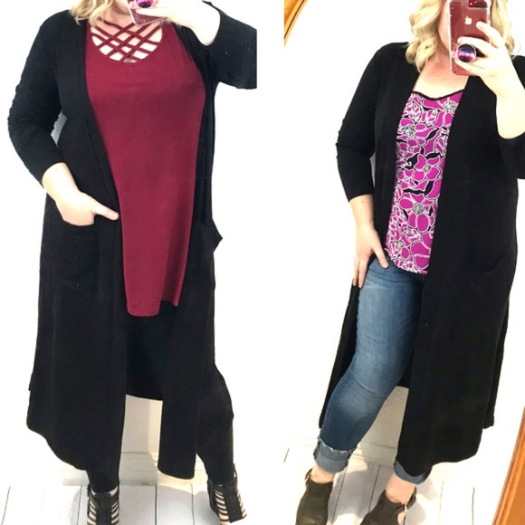 Midi Long Sleeve Duster Cardigan sweater knit - Picture 2 of 4
